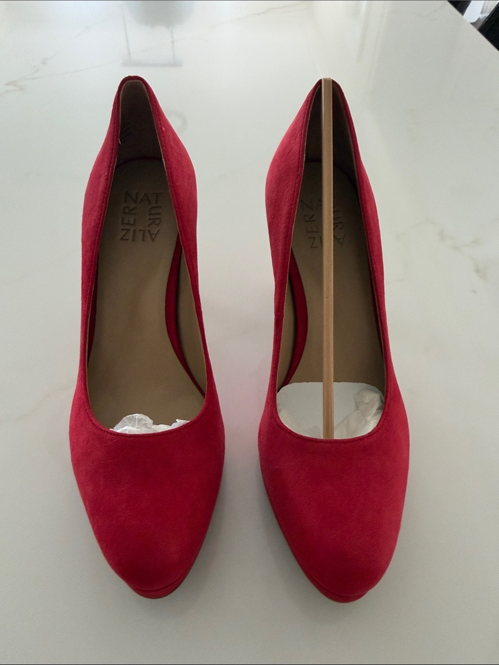 Naturalizer Red Suede Pointed-Toe Pumps